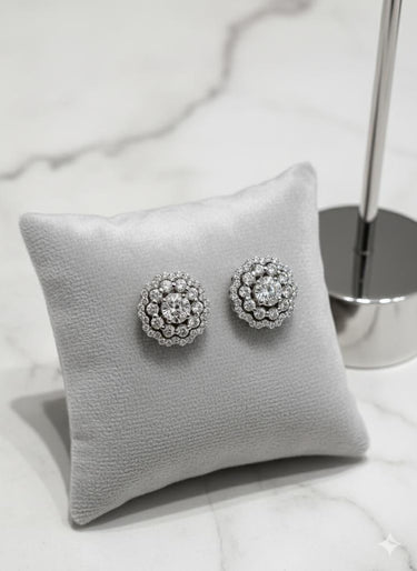 Flower Stud Silver Earrings